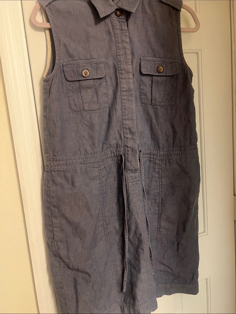 RACHEL Rachel Roy Sleeveless Button Front Dress in Slate Blue